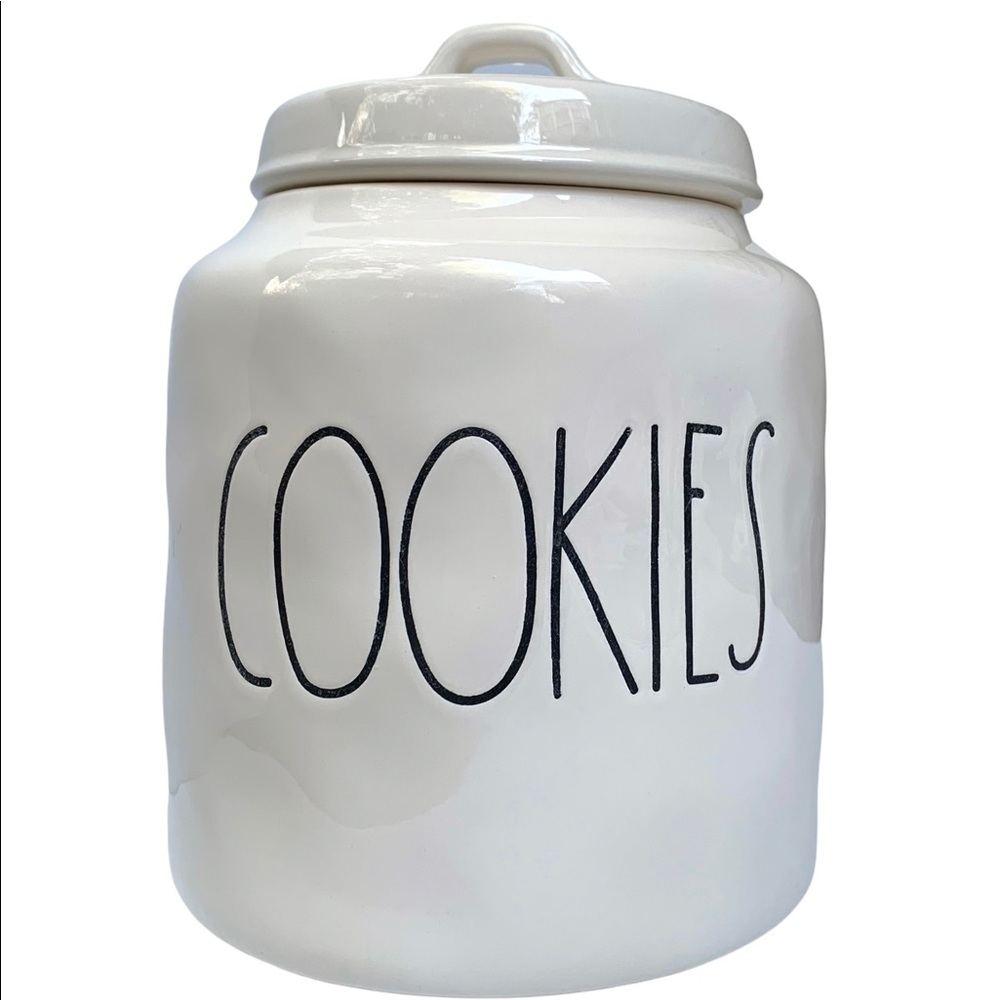 Rae Dunn COOKIES Canister Jar Ceramic 8 Inch Tall Chubby Dimples NWT 2017 OG HTF - Picture 1 of 15